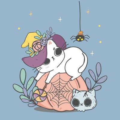 ilustração de halloween desenhada à mão de bruxas fofas voando com doces  10502988 Vetor no Vecteezy