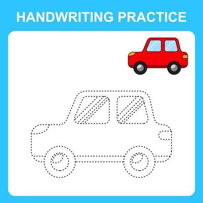 Prática de caligrafia. traçando linhas de carro. jogo educativo