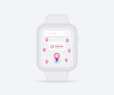 aplicativo de navegação gps de mapa de smartwatch ux conceito de