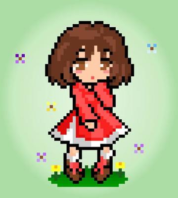 8 bits de personagem feminina de pixel. anime feminino chorando em  ilustrações vetoriais para ativos de jogos ou padrões de ponto cruz.  13483689 Vetor no Vecteezy