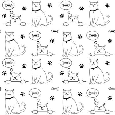 Teste Padrão Sem Emenda Pintado à Mão Com Gatinhos Bonitos Gatos Brilhantes  Dos Desenhos Animados Da Aquarela No Fundo Branco Tex Ilustração Stock -  Ilustração de vermelho, imagens: 100586490