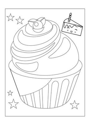 lindo desenho de cupcake kawaii para colorir para crianças 14399641 Vetor  no Vecteezy