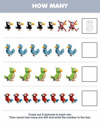 Educação jogos para crianças encontrar a mesmo cenário dentro cada linha do  fofa desenho animado tucano pomba periquito papagaio imprimível animal  planilha 23362066 Vetor no Vecteezy