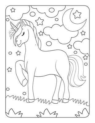 desenho de unicórnio para colorir para crianças de 4 a 8 anos