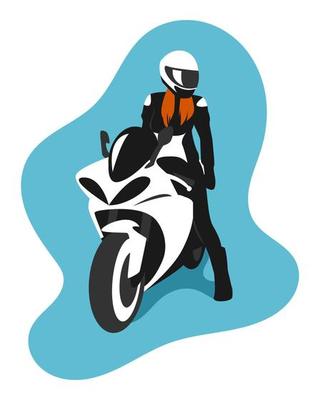 piloto de moto, vetor de ilustração de corrida de moto em fundo