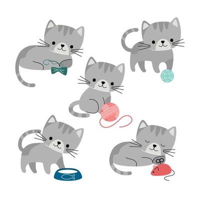 desenho animado conjunto do gatos com diferente poses e emoções. gato  comportamento, corpo língua e facial expressões. gatos dentro uma simples  fofa estilo, isolado vetor ilustração. 23645565 Vetor no Vecteezy