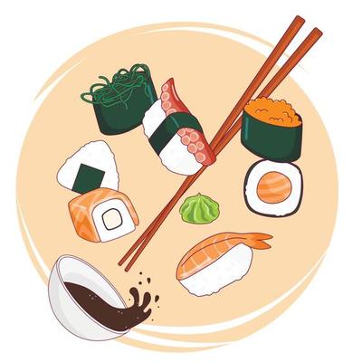 Sushi de pixel art e ícone de vetor de papel de menu de comida japonesa  para jogo de 8 bits em fundo branco