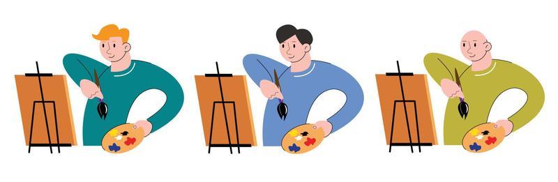artistas masculinos e femininos pintando sobre tela, ilustração de desenho  vetorial 5380444 Vetor no Vecteezy