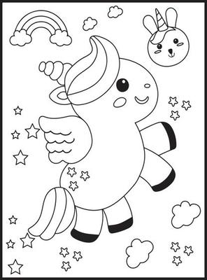 lindos desenhos de unicórnio kawaii para colorir 19549144 Vetor no