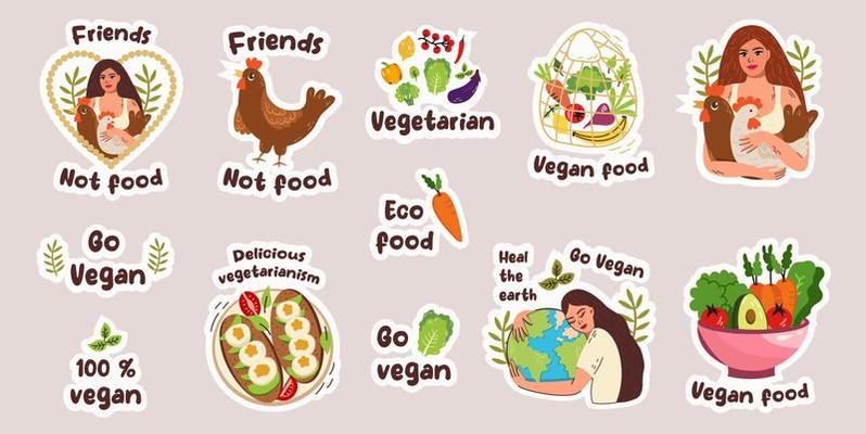 Logo de ilustração vetorial de planeta vegetariano vegan de