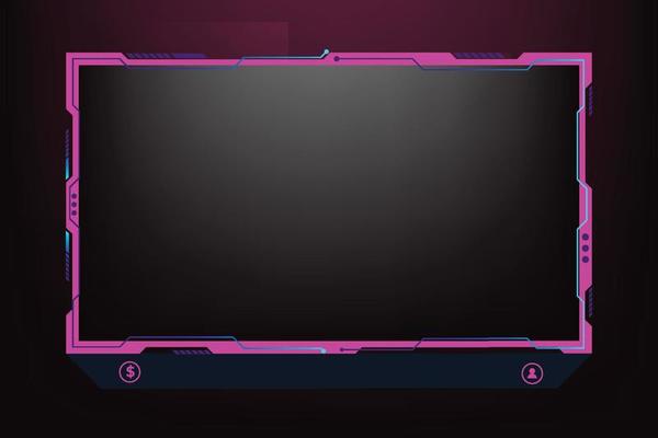 decoração de sobreposição de jogos femininos para streamers online. design  de moldura de jogo moderno com cores rosa e escuras. sobreposição de  transmissão ao vivo futurista e vetor de painel de tela