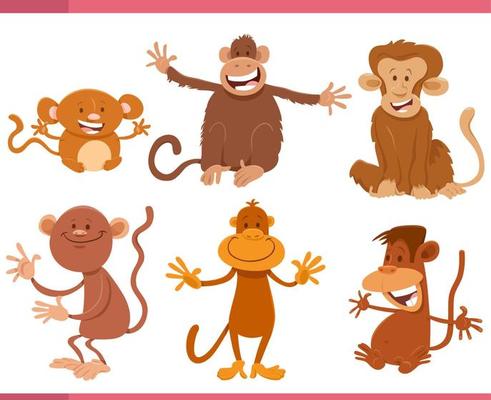 desenho animado macaco personagem animal para colorir página 1945146 Vetor  no Vecteezy