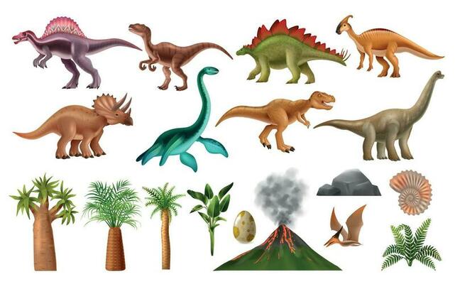 conjunto de personagem de desenho animado de dinossauro roxo 2871101 Vetor  no Vecteezy