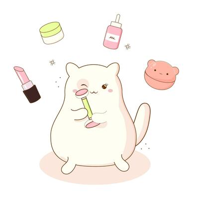 Cosméticos femininos fofos e coisas kawaii ilustração de elemento