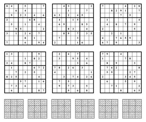 Quatro Jogos Sudoku Com Respostas De Nível Médio. Conjunto 29