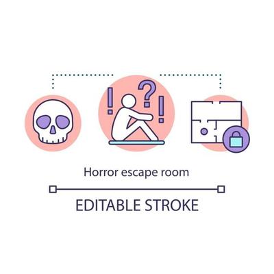 ícone de conceito de quarto de escape de tema de terror. ilustração de  linha fina de