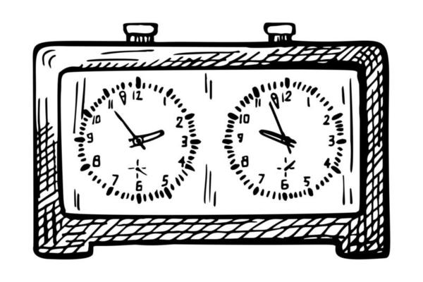 esboço de relógio de xadrez isolado. relógio retrô para jogo de xadrez em  estilo desenhado à mão. 5694425 Vetor no Vecteezy