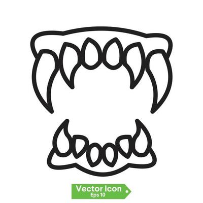 dentes e lábios de vampiro para o halloween. desenho vetorial conjunto  isolado em um fundo branco. 6605185 Vetor no Vecteezy