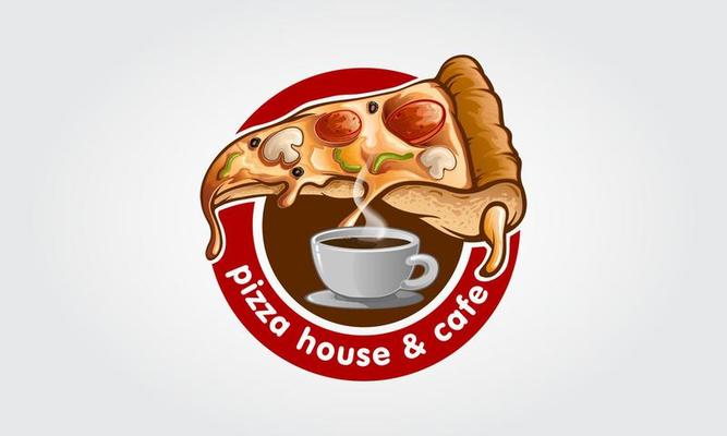 Café e pizza café da manhã rápido desenho vetorial de café para