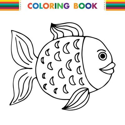 Peixe Bonito Dos Desenhos Animados Desenho Mão Esboço Colorir Fotos  vetor(es) de stock de ©allakuzmenko 394862684