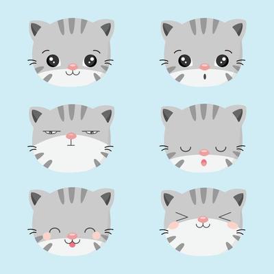 três gatos engraçados com emoções diferentes. personagens de desenhos  animados e gatos multicoloridos, ilustração vetorial. 7062980 Vetor no  Vecteezy
