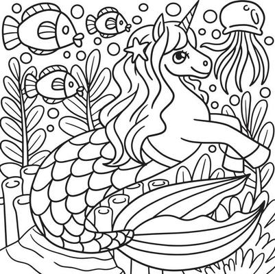 desenho de sereia nadadora para colorir para crianças 7819091 Vetor no  Vecteezy