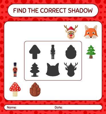 Encontre o jogo de sombras correto com o quebra-nozes. planilha para  crianças em idade pré-escolar, planilha de atividades para crianças