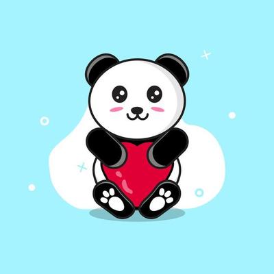 abraço de panda com design de logotipo de desenho animado de amor 12624362  Vetor no Vecteezy