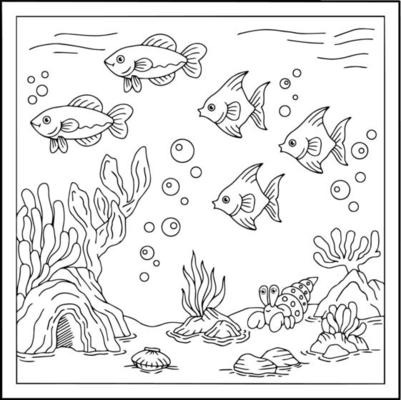 desenho vetorial para colorir para peixe infantil debaixo d'água 9921911  Vetor no Vecteezy