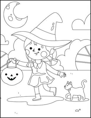 desenhos de halloween para colorir 9402886 Vetor no Vecteezy