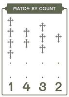 jogo por contagem de cruz cristã, jogo para crianças. ilustração vetorial, planilha para impressão vetor