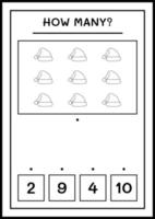 quantos chapéu de papai noel, jogo para crianças. ilustração vetorial, planilha para impressão vetor