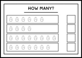 quantas garrafa de poção, jogo para crianças. ilustração vetorial, planilha para impressão vetor