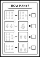 quantas árvore de natal, jogo para crianças. ilustração vetorial, planilha para impressão vetor