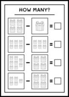quantas caixa de presente, jogo para crianças. ilustração vetorial, planilha para impressão vetor