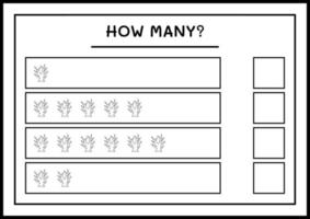 quantas árvores mortas, jogo para crianças. ilustração vetorial, planilha para impressão vetor