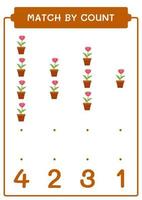 jogo por contagem de flor, jogo para crianças. ilustração vetorial, planilha para impressão vetor