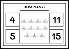 quantas bagas de azevinho, jogo para crianças. ilustração vetorial, planilha para impressão vetor