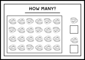 quantas caneca de natal, jogo para crianças. ilustração vetorial, planilha para impressão vetor