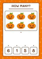 quantas abóboras, jogo para crianças. ilustração vetorial, planilha para impressão vetor