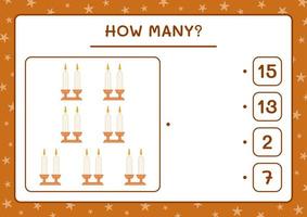 quantas velas de natal, jogo para crianças. ilustração vetorial, planilha para impressão vetor