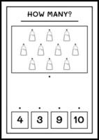 quantas garrafa de poção, jogo para crianças. ilustração vetorial, planilha para impressão vetor