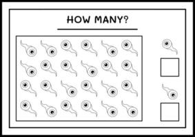 quantos olhos, jogo para crianças. ilustração vetorial, planilha para impressão vetor