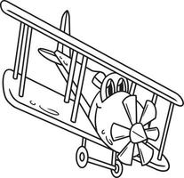 desenho de avião de hélice com veículo de rosto para colorir vetor