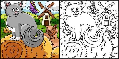 ilustração colorida de página para colorir de gato vetor