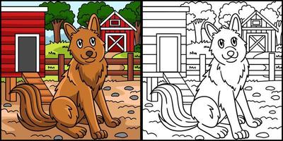 ilustração colorida de página para colorir de cachorro vetor