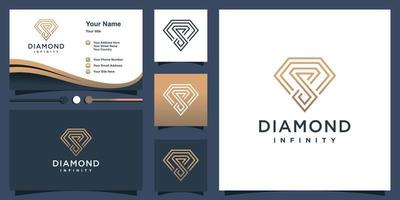 vetor de design de logotipo de diamante com vetor premium de conceito infinito criativo