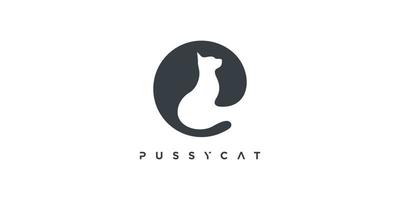 design de logotipo de gato com vetor premium de estilo de linha criativa