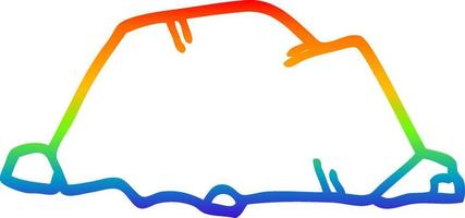 desenho de linha de gradiente de arco-íris cartoon rock vetor