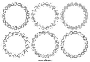 Conjunto de moldura flor doodle vetor